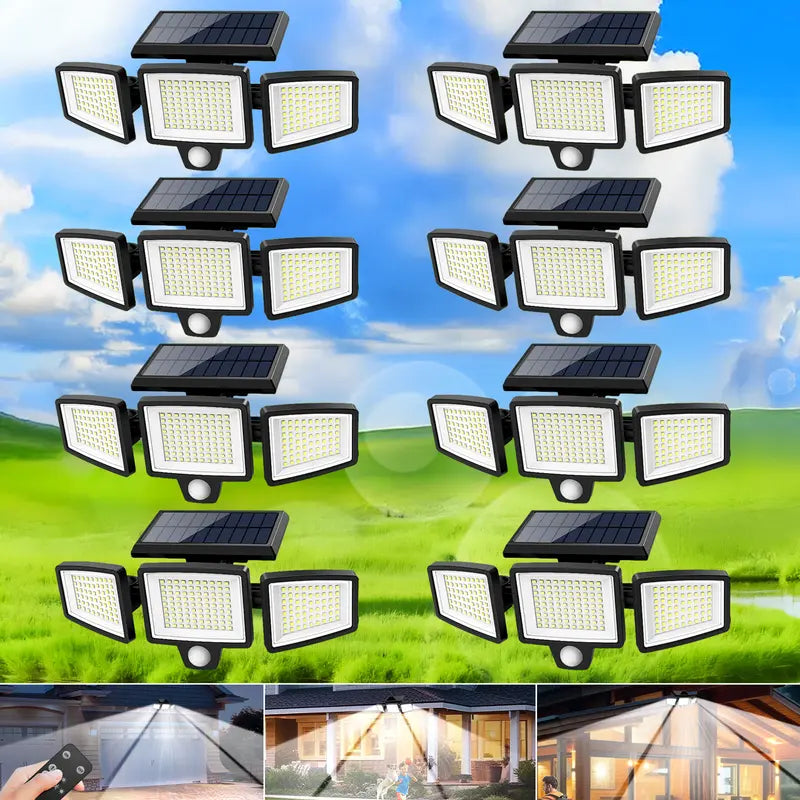 Tuffenough Solar Outdoor Lights 2500LM 210LED Security Lights,3 Heads Dimmable Spotlights with 3 Modes,Ip65 Waterproof,Suitable for Yard, Garage, Porch,Patio, Garden,Farm,Chicken Coop, Barn,Horse Stable,Pool,#Deals for You Days