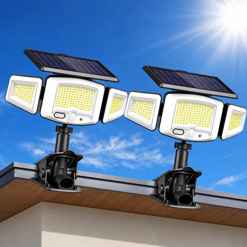 Tuffenough Solar Outdoor Lights 2500LM 210LED Security Lights,3 Heads Dimmable Spotlights with 3 Modes,Ip65 Waterproof,Suitable for Yard, Garage, Porch,Patio, Garden,Farm,Chicken Coop, Barn,Horse Stable,Pool,#Deals for You Days
