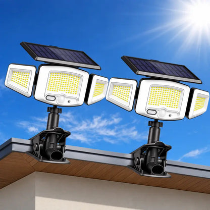 Tuffenough Solar Outdoor Lights 2500LM 210LED Security Lights,3 Heads Dimmable Spotlights with 3 Modes,Ip65 Waterproof,Suitable for Yard, Garage, Porch,Patio, Garden,Farm,Chicken Coop, Barn,Horse Stable,Pool,#Deals for You Days