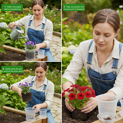 Zalovvi Nursery Clear Pots for Plants with Drainage Holes, 5/6/7/10 Inch Plant Pots for Planting,Matching Saucers & Plant Labels