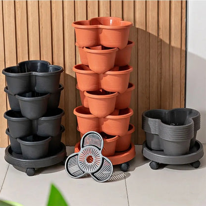 Nueva Torre Vertical, Maceta Apilable De Plástico Con Ruedas Móviles, Maceta De Flores Multicapa, Torre Para Maceta De Fresas, Hogar Y Jardín