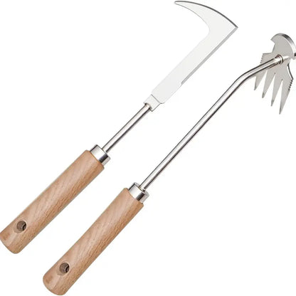 Garden Weeding Tool Kit,Beech Wood Handle Crack Crevice Weeder,Durable Lightweight Garden Maintenance Tool for Lawn, Patio, Paving Moss Removal