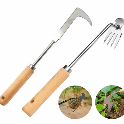 Garden Weeding Tool Kit,Beech Wood Handle Crack Crevice Weeder,Durable Lightweight Garden Maintenance Tool for Lawn, Patio, Paving Moss Removal