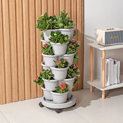 Nueva Torre Vertical, Maceta Apilable De Plástico Con Ruedas Móviles, Maceta De Flores Multicapa, Torre Para Maceta De Fresas, Hogar Y Jardín