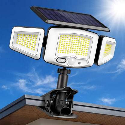 Tuffenough Solar Outdoor Lights 2500LM 210LED Security Lights,3 Heads Dimmable Spotlights with 3 Modes,Ip65 Waterproof,Suitable for Yard, Garage, Porch,Patio, Garden,Farm,Chicken Coop, Barn,Horse Stable,Pool,#Deals for You Days