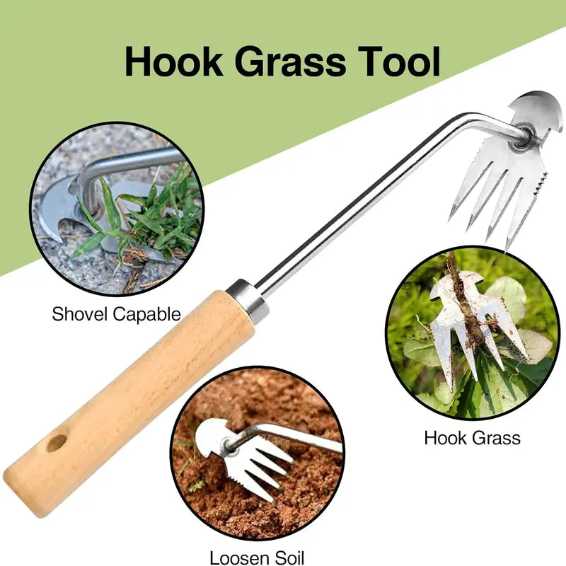 Garden Weeding Tool Kit,Beech Wood Handle Crack Crevice Weeder,Durable Lightweight Garden Maintenance Tool for Lawn, Patio, Paving Moss Removal