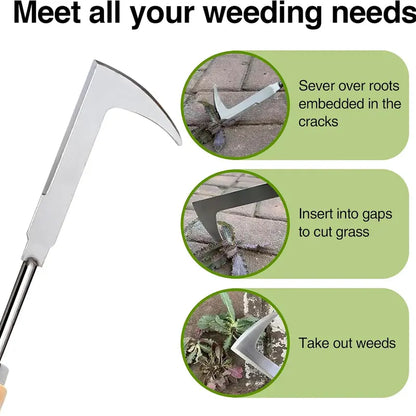 Garden Weeding Tool Kit,Beech Wood Handle Crack Crevice Weeder,Durable Lightweight Garden Maintenance Tool for Lawn, Patio, Paving Moss Removal
