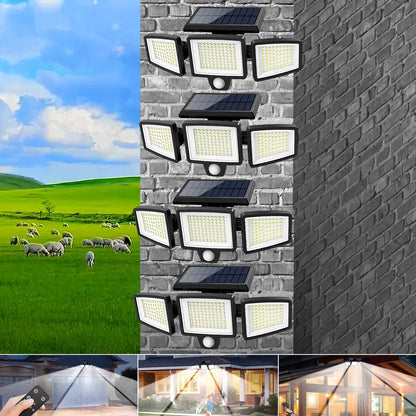 Tuffenough Solar Outdoor Lights 2500LM 210LED Security Lights,3 Heads Dimmable Spotlights with 3 Modes,Ip65 Waterproof,Suitable for Yard, Garage, Porch,Patio, Garden,Farm,Chicken Coop, Barn,Horse Stable,Pool,#Deals for You Days